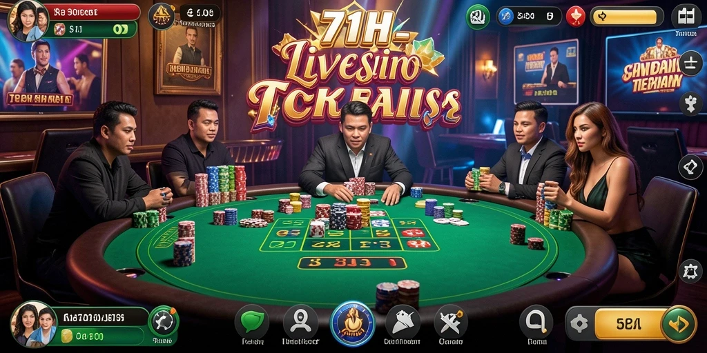 Tangkapan layar 71H menunjukkan gameplay Live Casino yang menarik dan interaktif.
