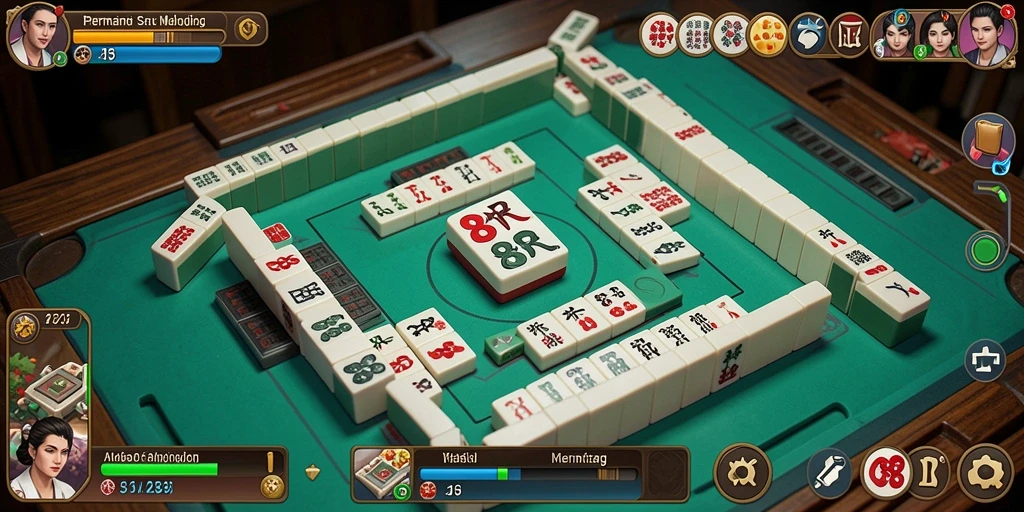 Screenshot utama 888R menampilkan gameplay Mahjong yang menegangkan.