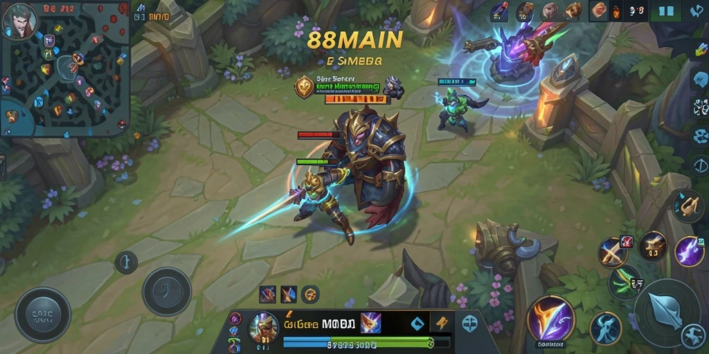 Tampilan gameplay MOBA yang seru dan strategis.