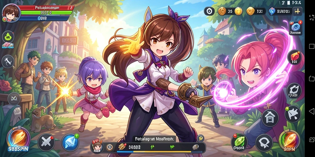 Tampilan gameplay 988SPIN dengan karakter anime yang dinamis.