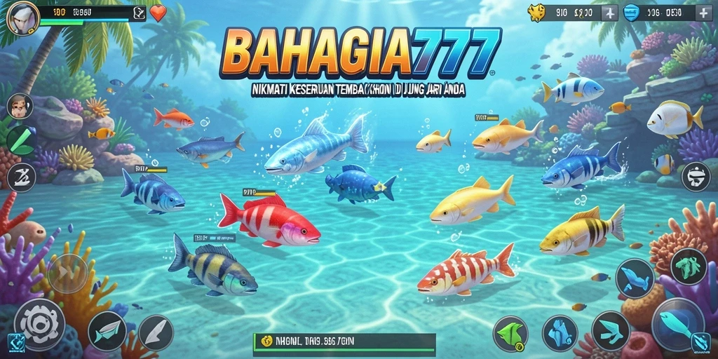 Screenshot gameplay BAHAGIA777 menampilkan aksi menembak ikan yang seru.