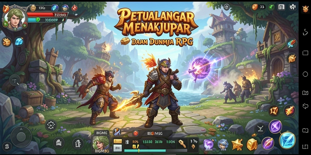 Screenshot menampilkan aksi seru dalam gameplay RPG BIGMSG.