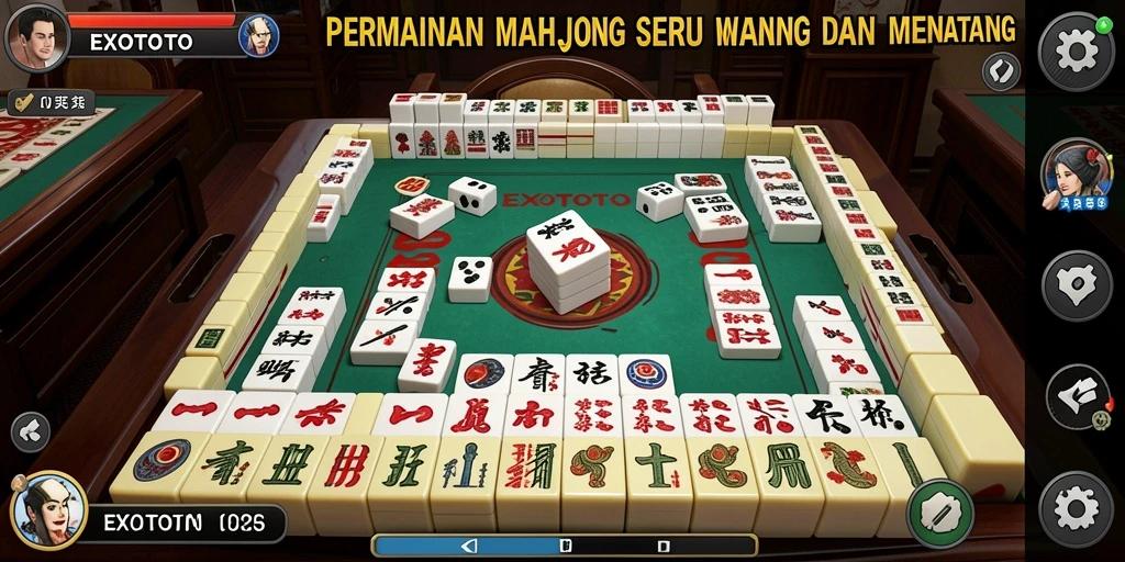 Screenshot gameplay EXOTOTO yang menampilkan momen seru dalam permainan Mahjong.