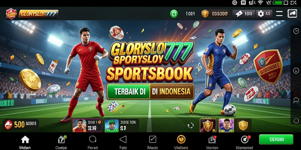 Screenshot utama GLORYSLOT777 menampilkan saat taruhan olahraga secara langsung.