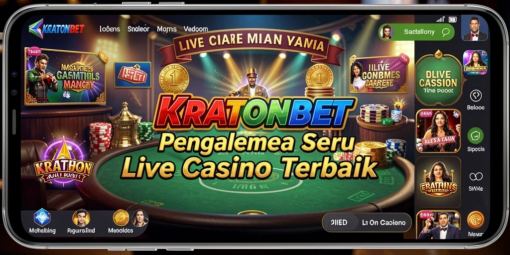 Screenshot KRATONBET menampilkan dealer profesional dalam sesi Live Casino.