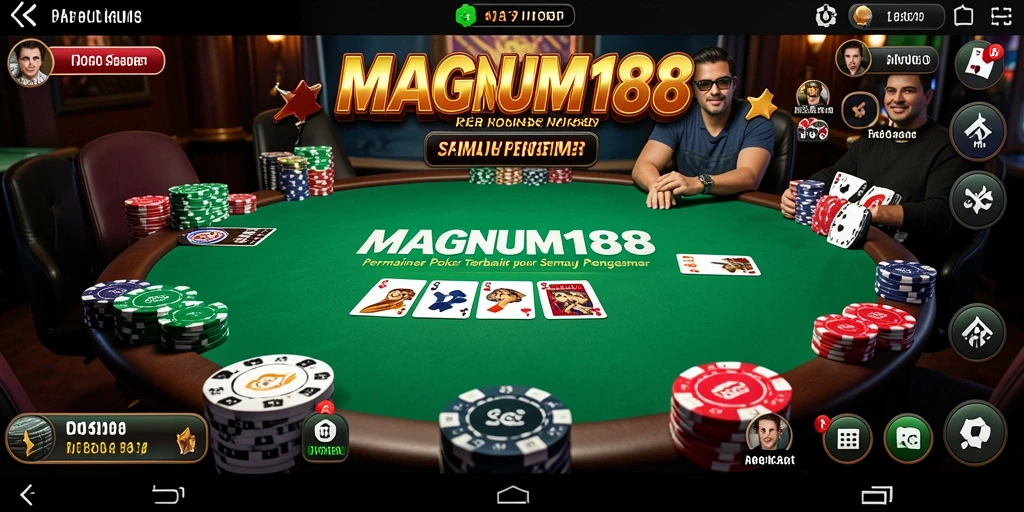 Screenshot permainan Poker MAGNUM188 dengan aksi seru dan pemain yang terlibat.
