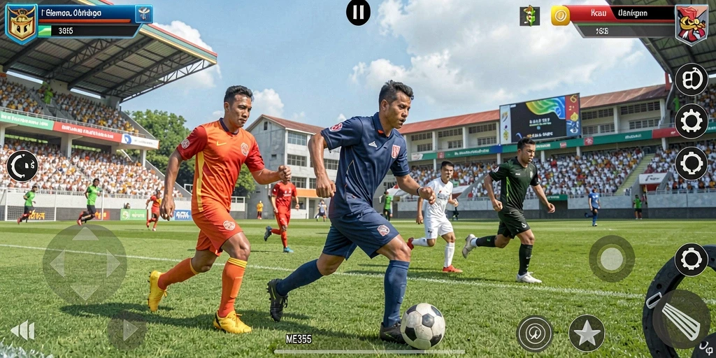 Tampilan screenshot ME355 menampilkan momen seru dalam pertandingan olahraga.