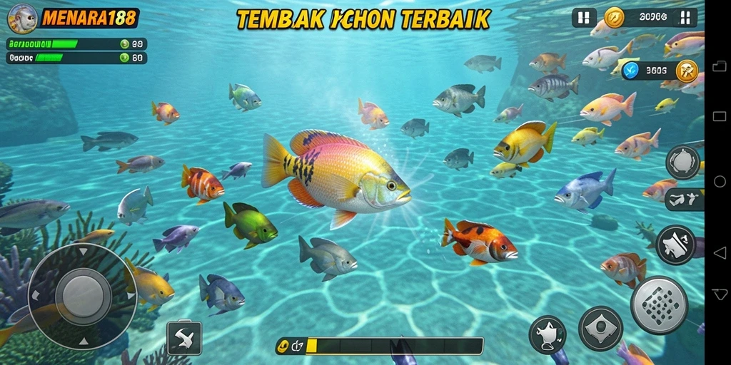 Screenshot MENARA188 menampilkan aksi seru tembak ikan.