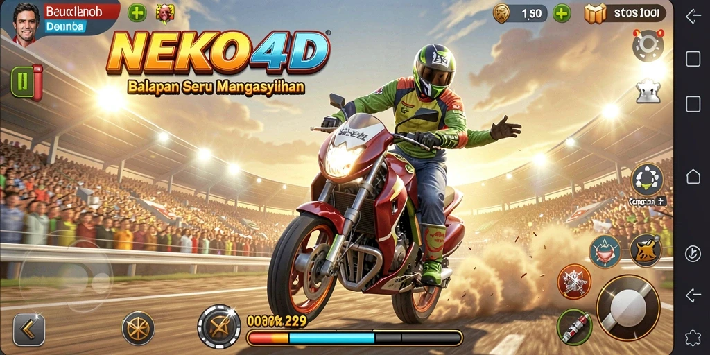 Tangkapan layar gameplay NEKO4D menampilkan balapan yang mendebarkan.
