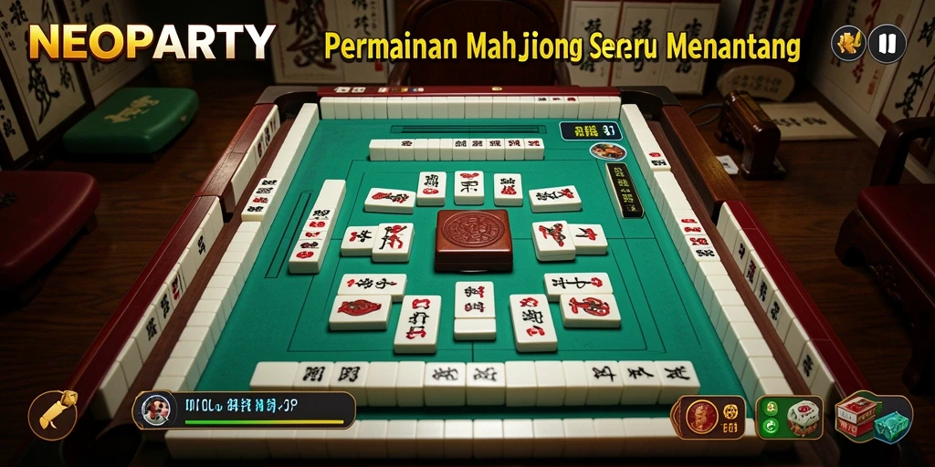 Tampilan gameplay NEOPARTY yang menawan dengan aktivitas Mahjong.
