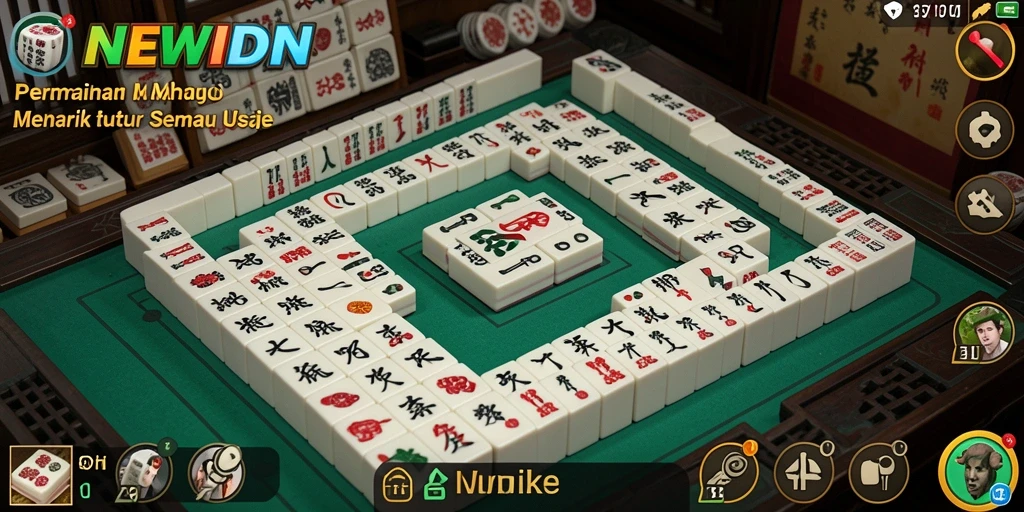Tampilan gameplay seru dari NEWIDN yang menunjukkan keseruan bermain Mahjong.