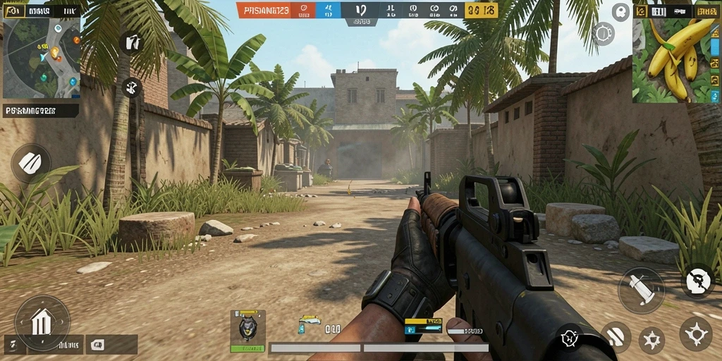 Tampilan gameplay PISANG123 dengan aksi tembak-menembak memukau.