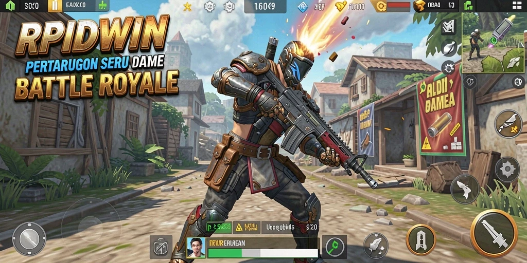 Screenshot RPIDWIN menampilkan aksi seru dalam pertarungan Battle Royale.