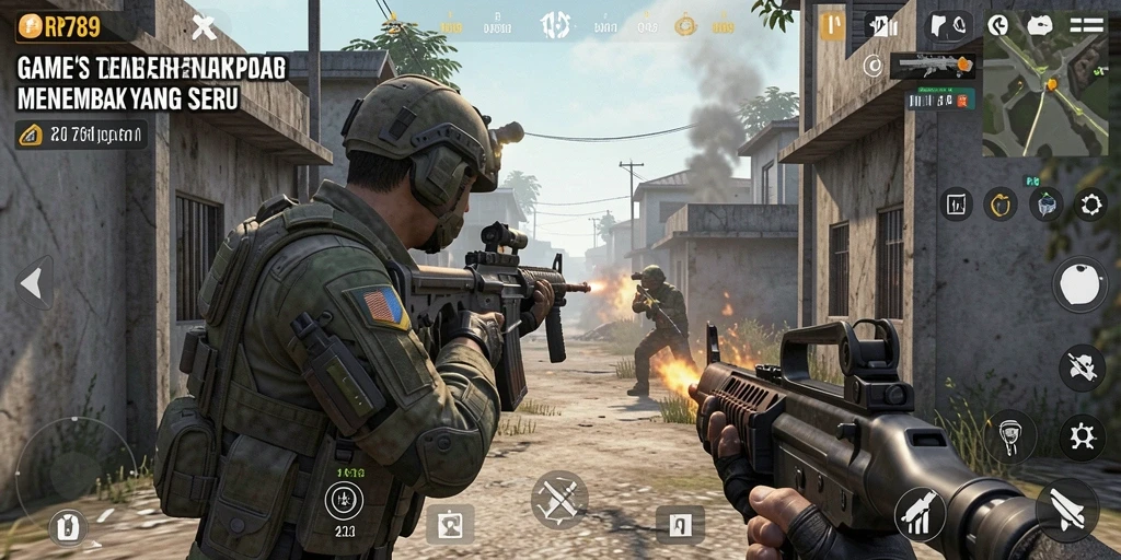 Screenshot gameplay RR789 menampilkan aksi tembak-menembak yang menegangkan.