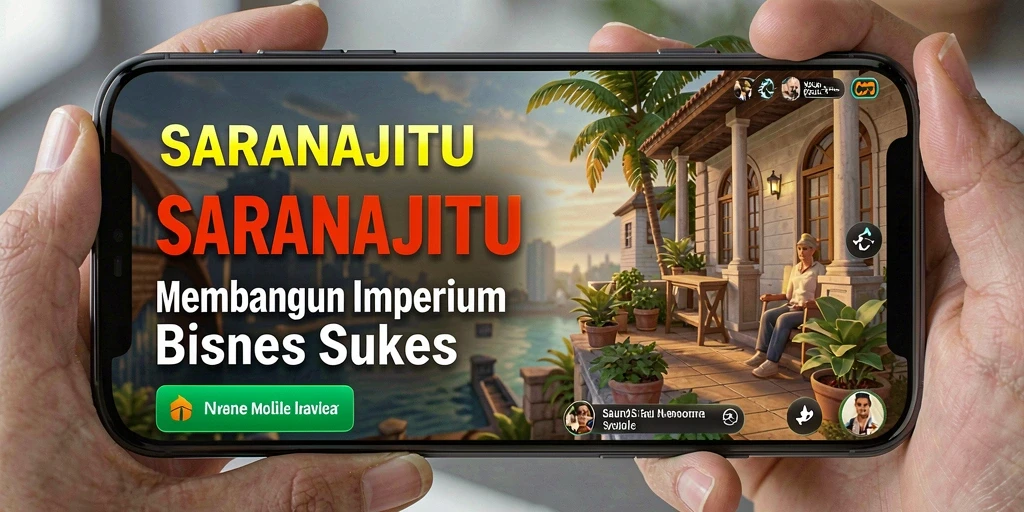 Tangkapan layar utama SARANAJITU memperlihatkan gameplay seru dalam membangun bisnis.