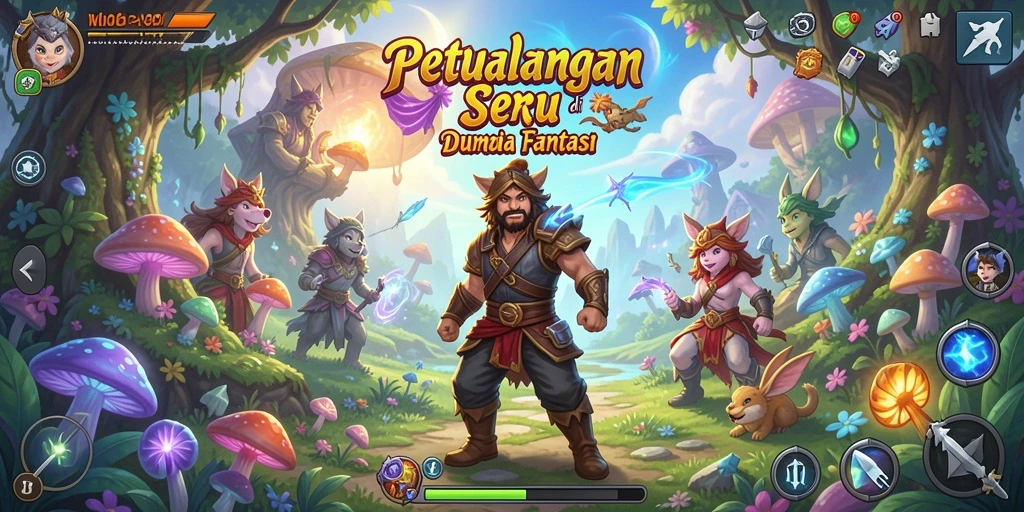 Tangkapan layar utama V21 menampilkan aksi seru dalam petualangan.