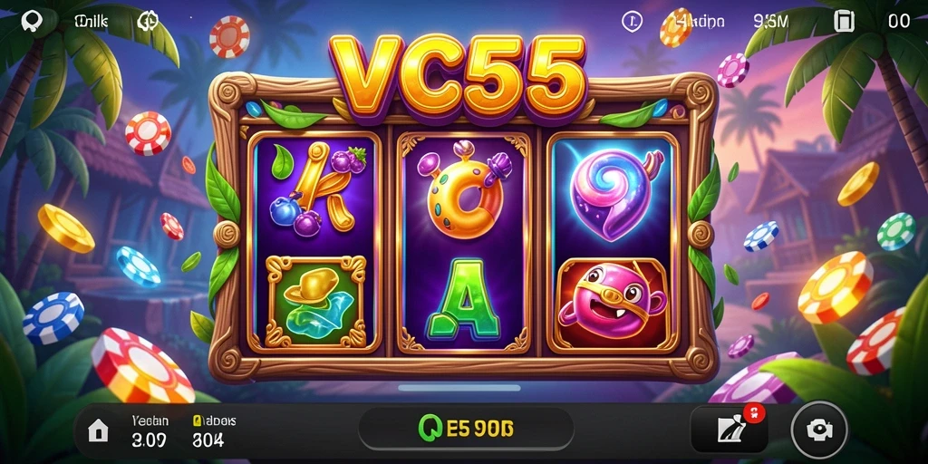 Screenshot utama VC55 menampilkan aksi permainan Slot yang seru.